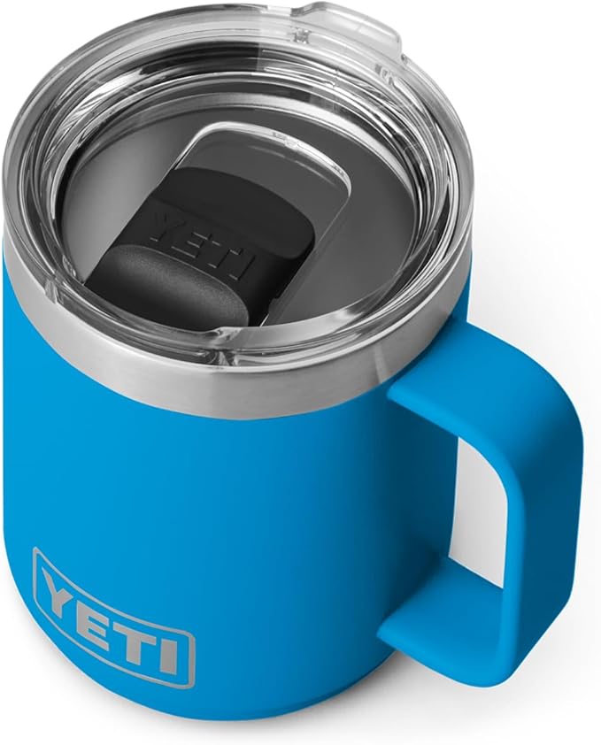 YETI Rambler 10 oz Stackable Mug, Vacuum Insulated, Stainless Steel with MagSlider Lid, Big Wave Blue