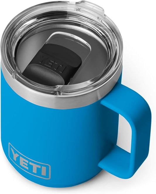YETI Rambler 10 oz Stackable Mug, Vacuum Insulated, Stainless Steel with MagSlider Lid, Big Wave Blue
