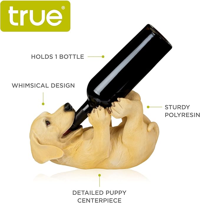 True Lab Playful Pup Bottle Holder for Kitchen Table, Wine Rack Countertop, Tabletop Wine Rack, Wine Bottle Holder Decorative, Wine Decor, Set of 1