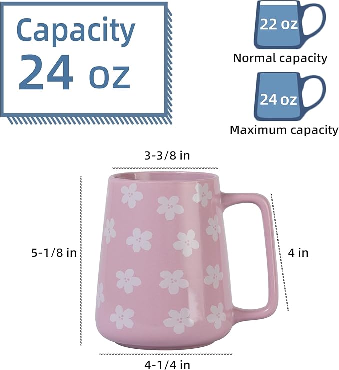 24 oz Large Ceramic Coffee mugs, Extra Large Tea and Coffee Cups, Large Handle Coffee Mug for Office and Home, Microwave and Diahwasher Safe. (24 oz violet)