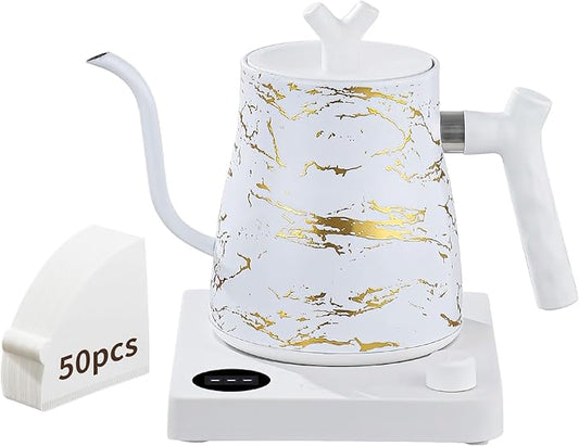 Water Kettle Electric Gooseneck Kettle with 50pcs Coffee Filter,±1℉ Temperature Control, Stainless Steel, Matte Material,Fast Heating, Ideal for Precise Pour-Over Coffee and Tea