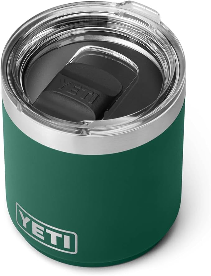YETI Rambler 10 oz Stackable Lowball 2.0, Vacuum Insulated, Stainless Steel with MagSlider Lid, Black Forest Green