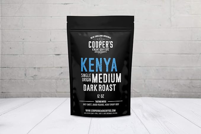 Kenya AA Medium Dark Roast Coffee Beans, Single Origin Whole Bean Coffee, Full Bodied Gourmet Coffee - 12 oz Bag