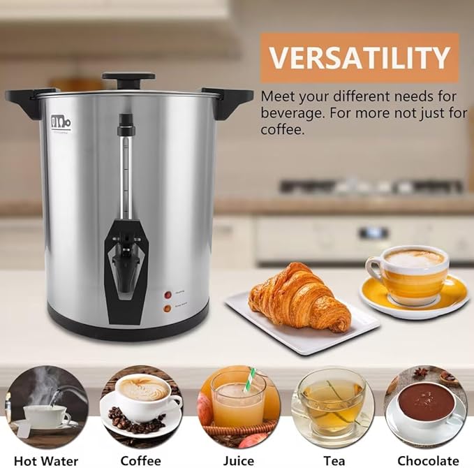 95 Cup 16L/4.23Gallon Commercial Coffee Urn, Festa Essential 1500W Large Percolate Coffee Maker, Hot Beverage dispenser With Double Dripless Faucet,Quick-Brewing Hot Water Urn for Catering,Home,Events