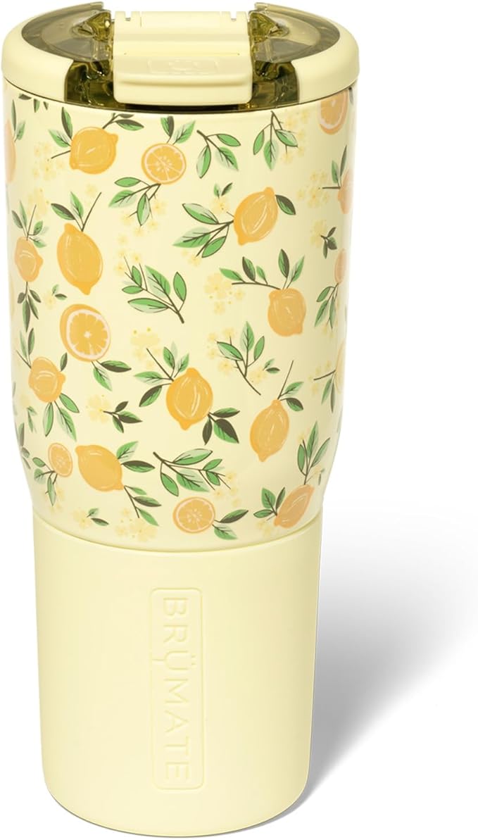 BrüMate Nav 25oz 100% Leak Proof Insulated Travel Tumbler with Magnetic BevLock™ Lid - Double Wall Cup-Holder Friendly Stainless Steel Mug (Limoncello)