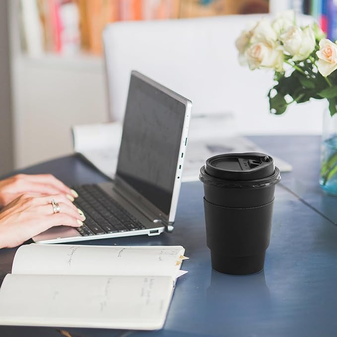 SIUQ 500 Pack 12 oz Disposable Coffee Cups with Lids and Sleeves, To Go Paper Cups, Hot & Cold Drinking Cups for Tea, Coffee, Water, Hot Chocolate, Paper Coffee Cups Ideal for Home,Cafes,Store