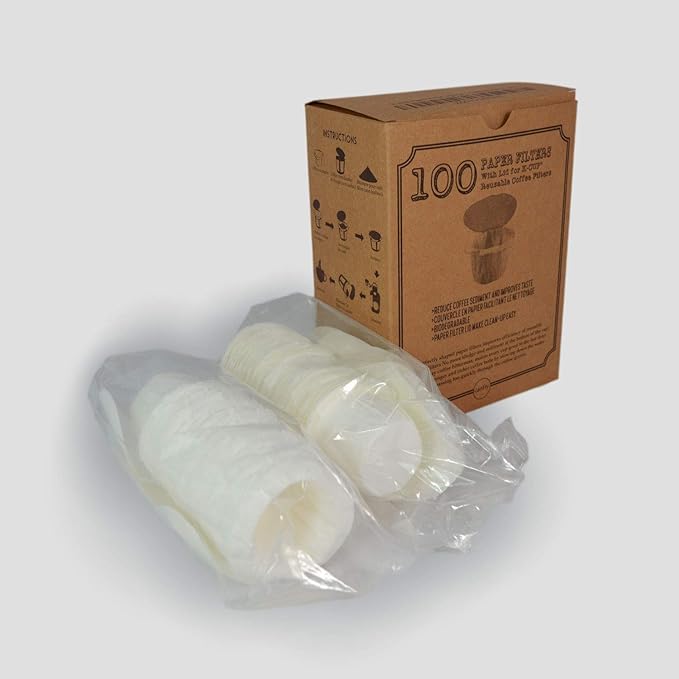 canFly Compatible for Reusable K-CUP Single cup coffer filters Ekobrew, EZ-Cup Disposable Paper filter with Lid (100 Count)