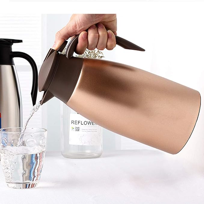68oz Thermal Coffee Carafe, Stainless Steel Coffee Carafes for Keeping Hot, Airpot Insulated Tea Pot Dispenser for Hot Water, Tea, Hot Beverage - Keep 12 Hours Hot, 24 Hours Cold, Cold