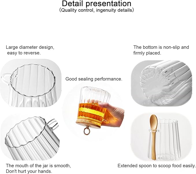 CNWSGEM Sugar Bowls Sugar Container 25.36 FL OZ Glass Coffee Canister Airtight Food Storage Jar with Lid and Spoon Candy Jar Coffee Bar Accessories Storage Beans Powder (Conical)