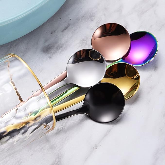 8 Pcs Rainbow Coffee Spoons Matte Frosted Handle Stainless Steel Espresso Spoons 5.3-Inch for Espresso Tea Coffee Ice Cream Sugar Dessert Cake