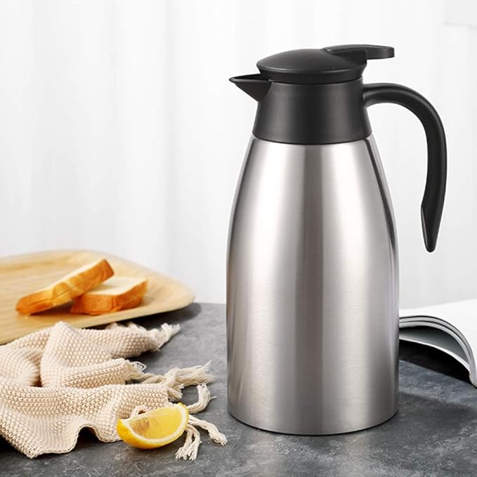 68oz Coffee Carafe Airpot Insulated Coffee Urn Stainless Steel Vacuum Thermal Pot Flask for Coffee, Hot Water, Tea, Hot Beverage - Keep 12 Hours Hot, 24 Hours Cold
