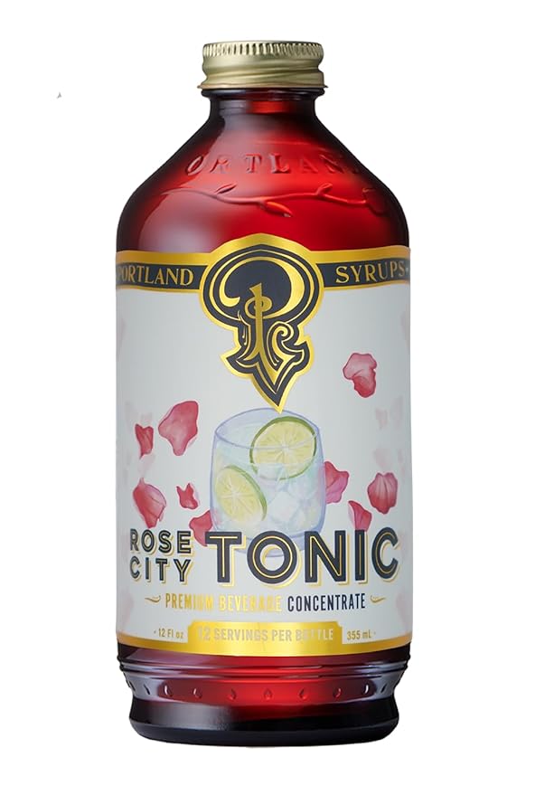 Portland Syrups Rose City Tonic Concentrate - Craft Delicious Cocktails, Mocktails, Sodas, and More - 12 oz with 24 Servings (Pack of 1)