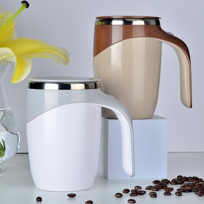 Self Stirring Mug - Automatic Magnetic Electric Coffee Mug, Rotating Cute Mixing Cup Tasse, To Stir Office/Kitchen/Travel/Home Coffee/Tea/Hot Chocolate/Milk-450 ml/15.2 oz(Black)