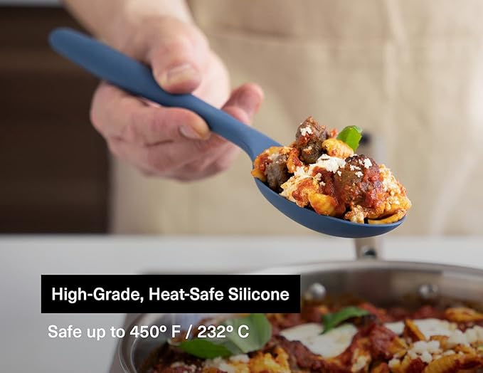 Misen Silicone Mixing Spoon - Professional-Grade, Dishwasher Safe - No Scratch Nonstick-Safe Kitchen Tool for Stirring, Scraping, and Serving - Stong, Durable, Heat Resistant - Blue