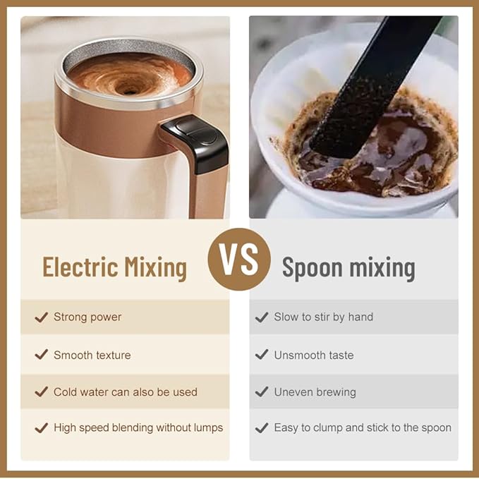 HISKI Automatic Stirring Coffee Cup with Temperature Display, Rechargeable Coffee Mug, Self-Stirring Mug with Lid Rechargeable Automatic Self Stirring Mugs with Magnetic Stirrer and Lid (Black)