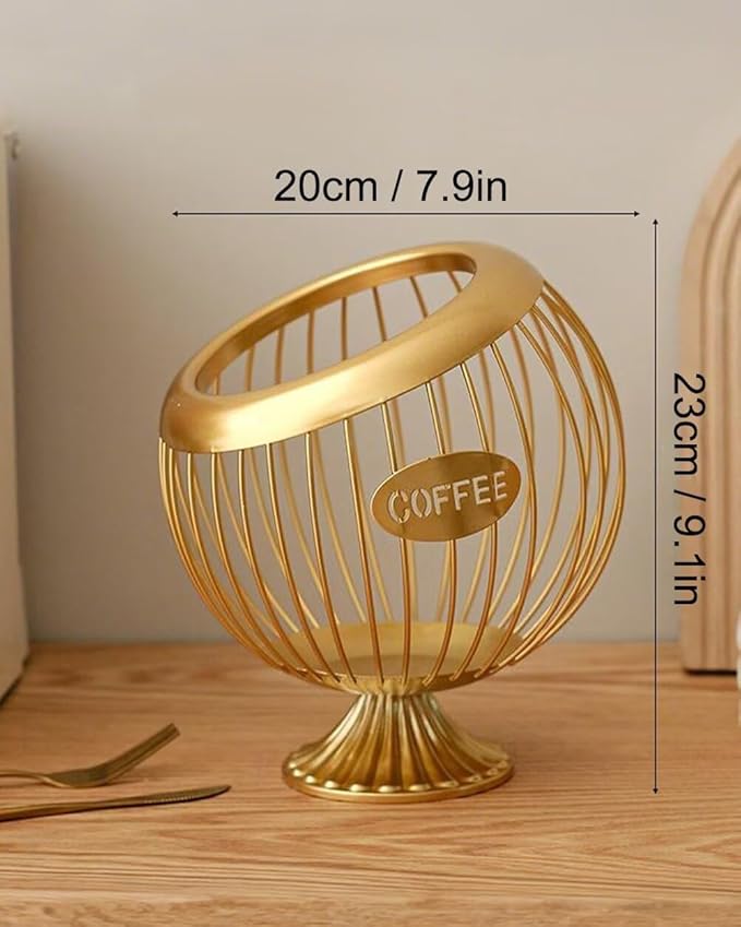 Coffee Pod Holder Large Capacity Coffee Pod Storage Metal Kitchen Countertop Organizer for Home Office Gold B