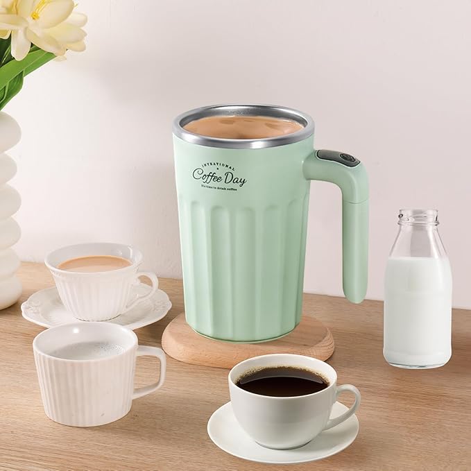 Drink Stirrer,Self Stirring Mug,Self Stirring Coffee Mug,Suitable for Coffee, Milk, Cocoa and Other Beverages (Light Geen)