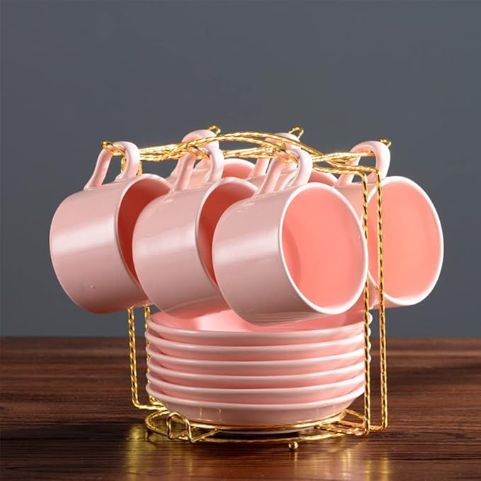 YY YEARCHY Coffee Mug Holder Espresso Cups Holder Drying Rack Drainer Stand Metal Mug Tree Cups Organizer with 6 Hook Hangers for Kitchen Counter and Tea Party