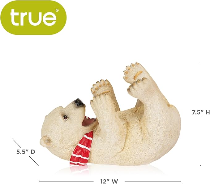 True Cheery Cub Polyresin Wine Bottle Holder - Table Top and Counter Wine Rack, Set of 1, Animal Home Decor, White, Holds 1 Standard Wine Bottle