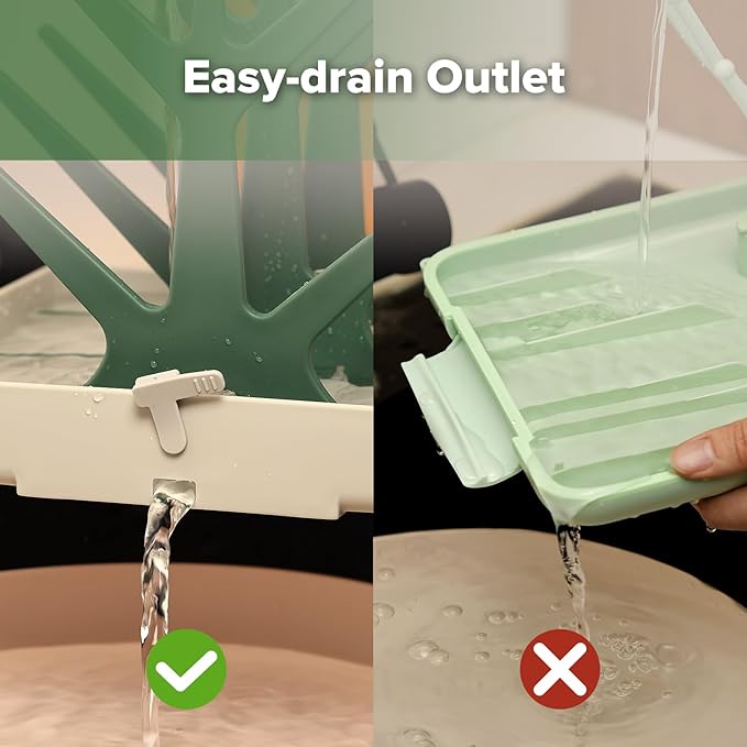 haakaa Portable Baby Bottle Drying Rack with Tray, Space Saving Bottle Drying Tree for Bottles/Pump Parts/Pacifiers,Easy-Store Dryer Rack Great for Home & Travel, BPA Free (Green)