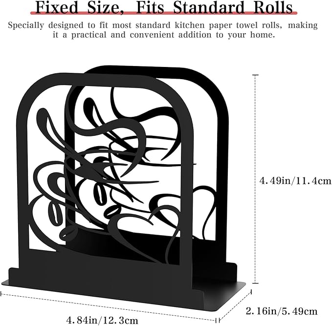Modern Standing Napkin Holder for table, Black Metal Napkin Dispenser, Coffee time Theme Style Napkin Holder, Suitable for Kitchen, Coffee Shop, Dining Room
