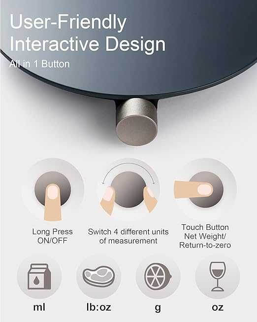 HOTO Smart Food Scale, Kitchen Scale, Food Scales Digital Weight Grams and Oz, Coffee Scale, Kitchen Scale with 0.1g High Precise Sensor, Measures in 4 Units (g/ml/oz/lb: oz)，Batteries Not Included