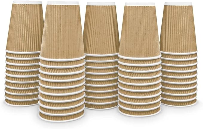 Ripple Paper Cups for Coffee & Tea Made in USA | Bulk for Home, Office, Restaurants & Coffee Shops | Recyclable, Insulated, & Disposable To-Go Cups for Hot Beverages (12oz - 500 Count)