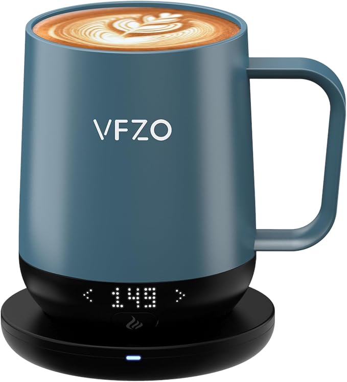 Smart Mug,Self Heating,Temperature-Controlled, Self-Heating Coffee Mug.LED Real-time Temperature Display. 180 Minutes Maximum Battery Life.Smart Coffee Cup(12oz, Slate Blue)