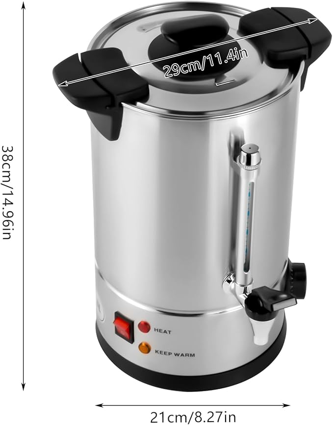 Commercial Coffee Maker,Stainless Steel Coffee Urn with Temperature Control, Coffee Maker Hot Water Urn for Catering (8L Black)