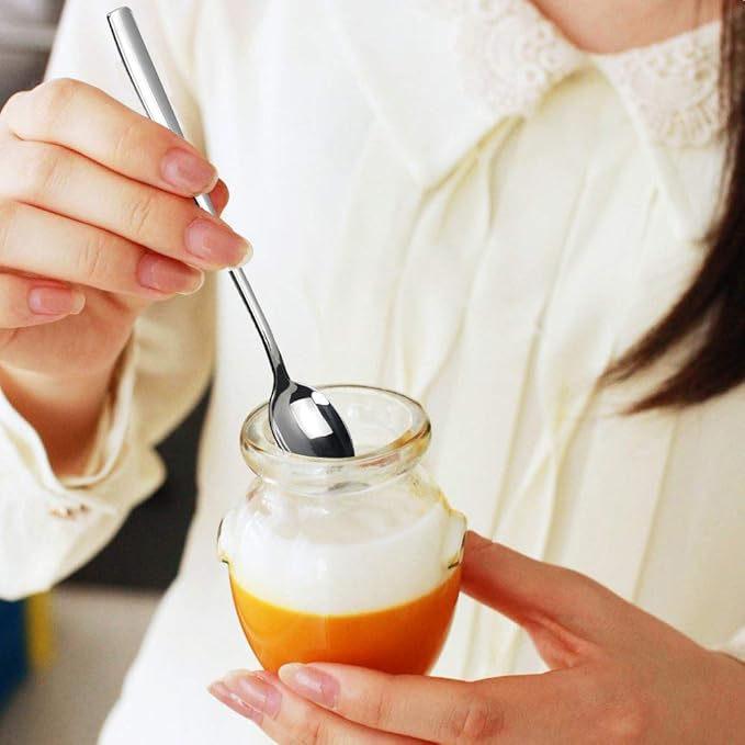 Long Handle Iced Tea Spoon, Stainless Steel Ice Cream Spoon, Set of 16