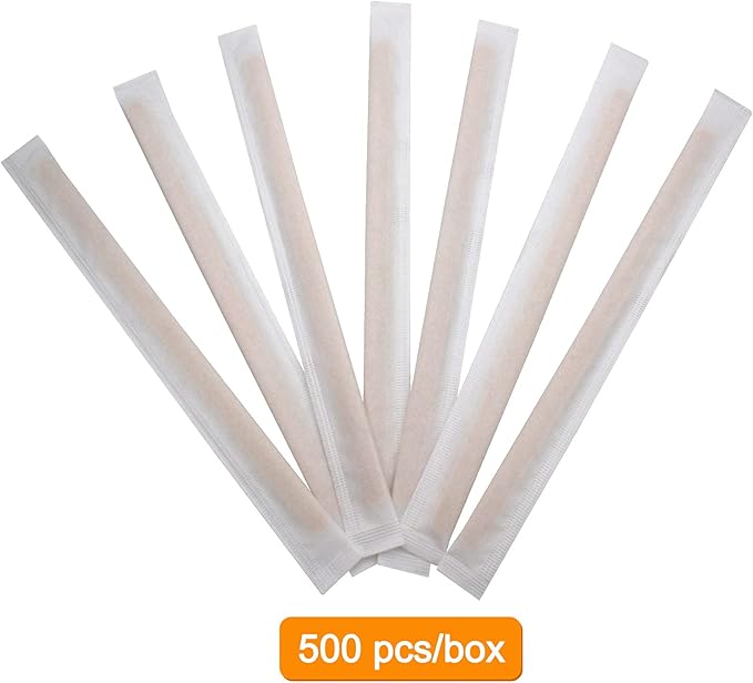 BLUE TOP Individually Paper Wrapped Wooden Coffee Stirrers 7 Inch Pack 500, Disposable Wood Sticks for Coffee/Tea/Hot Beverage/Hot Chocolate/Cold Drinks, Wood Blenders for butter sugar,Craft Stick