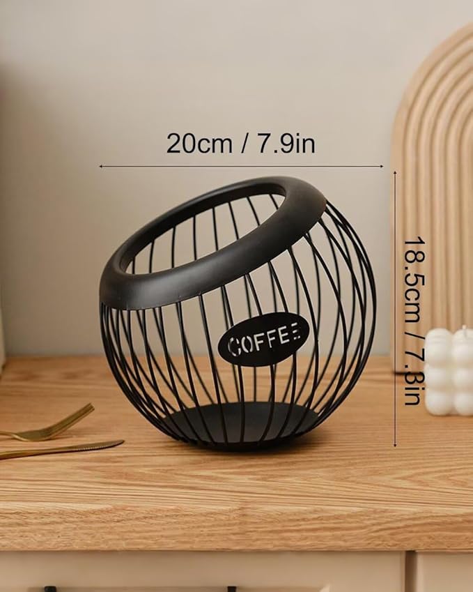 Coffee Pod Holder Large Capacity Coffee Pod Storage Metal Kitchen Countertop Organizer for Home Office Black A