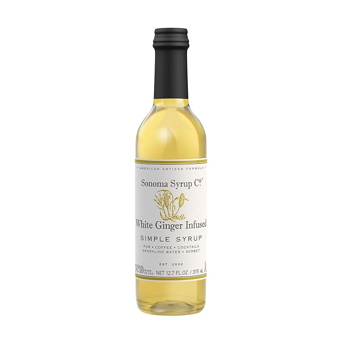 Sonoma Syrup Co. White Ginger Infused Simple Syrup 12.7 fl oz | for Cocktails, Tea, and Baking | Hand Crafted in the USA