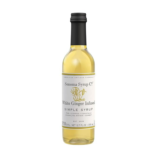Sonoma Syrup Co. White Ginger Infused Simple Syrup 12.7 fl oz | for Cocktails, Tea, and Baking | Hand Crafted in the USA