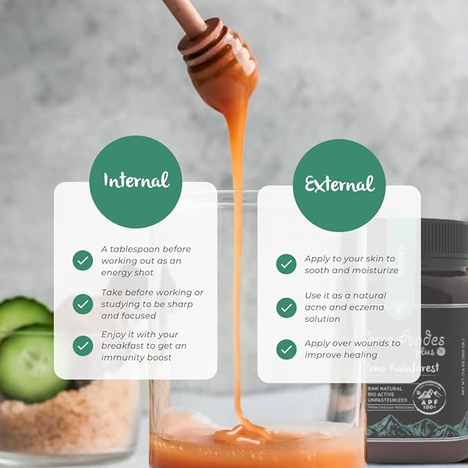 Ulmo Rainforest Raw Honey by TERRA ANDES PLUS | APF 150+ Pure Honey, 8.8 oz