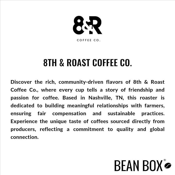 Bean Box Nashville Coffee Sampler, 2-Pack - Roasted by 8th & Roast Co., Gourmet Arabica Coffee, Variety Pack - Freshly Ground