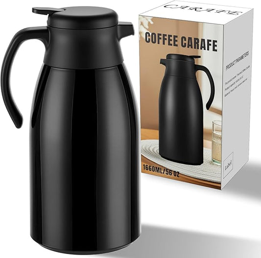 PARACITY 56oz Thermal Coffee Carafe with Stainless Steel Liner, Coffee Carafes for Keeping Hot, Double Walled Vacuum Insulated Coffee Urn for Coffee & Tea, Home & Office