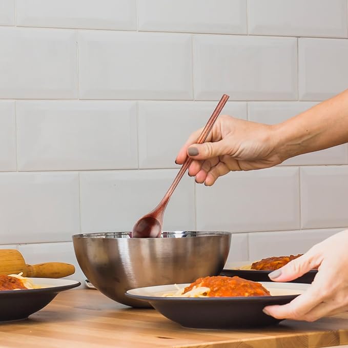 6 Pcs Wooden Coffee Spoons, Long Handle Wooden Teaspoon, Stirring Teaspoon, Long Handle Mixing Wooden Spoon for Stirring Coffee, Tea, Honey, Tasting Spoon Set for Kitchen Stirring