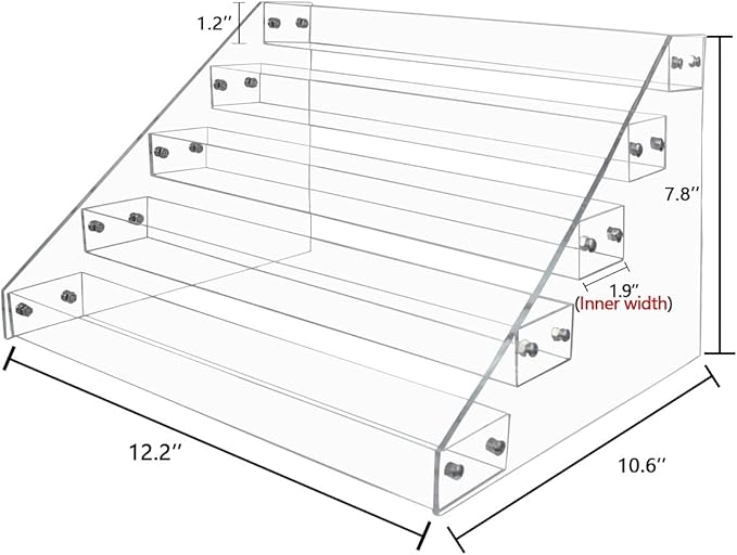 PMMASTO Tiered Spice Rack, Seasoning Organizer, Clear Acrylic Vertical Shelves Can Organizer for Countertop, Cabinet, Pantry, Kitchen Organization and Storage - 5 Tier