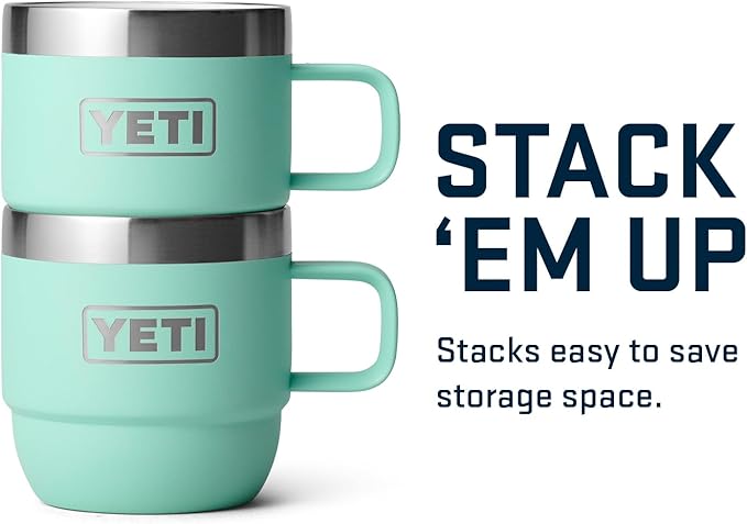 YETI Rambler 6 oz Stackable Mug, Stainless Steel, Vacuum Insulated Espresso/Coffee Mug, 2 Pack