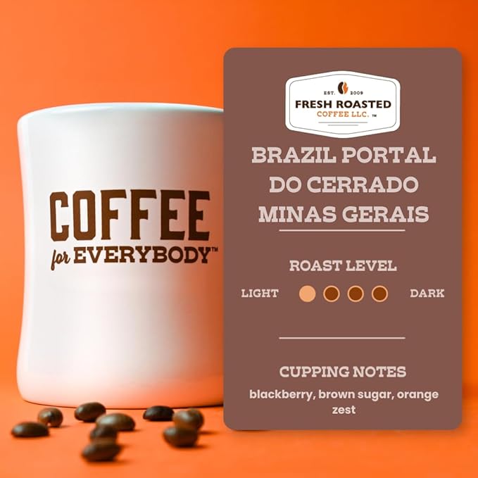 Fresh Roasted Coffee, Brazil Minas Gerais, 12 oz, Light Roast, Kosher, Ground