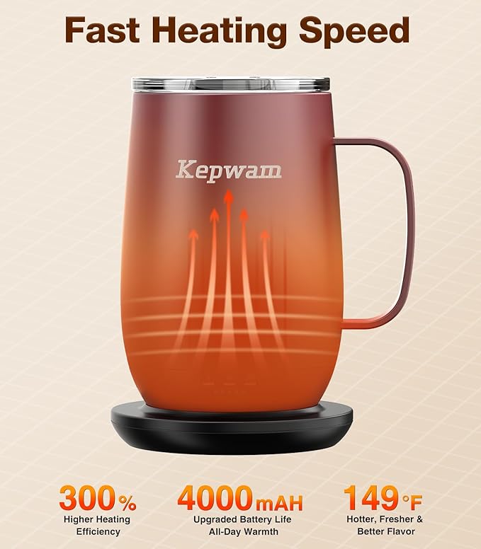 Heated Coffee Mug T2-Plus, 20oz Leading Large Capacity Self Heating Mug, Up to 8 Hrs Battery & Hot Up to 149℉, Smart Coffee Mug for Women, Men