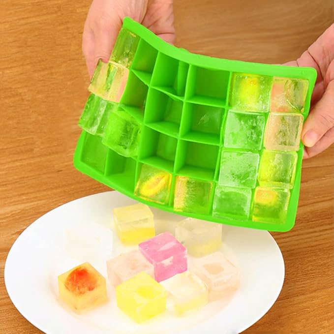 Ice Cube Tray, 3 Pack Silicone Ice Cube Molds, Ice Cube Trays, Silicone Ice Trays, Easier to Release, BPA Free for Alcohol/Coffee/Beverages (Blue, Green, Rose red)