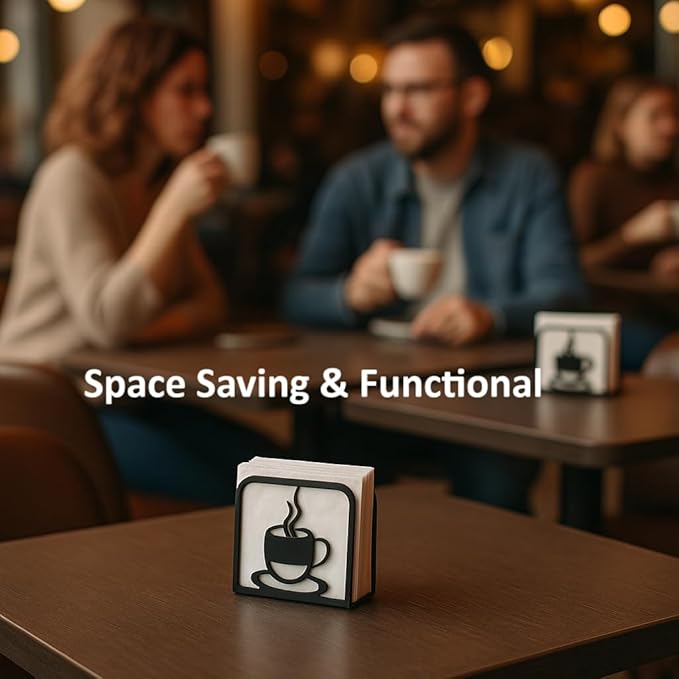 2-Pack Decorative napkin holder for table & coffee filter holder Set – Black coffee napkin holder – Fits Standard Napkins & coffee filter size #2 & #4