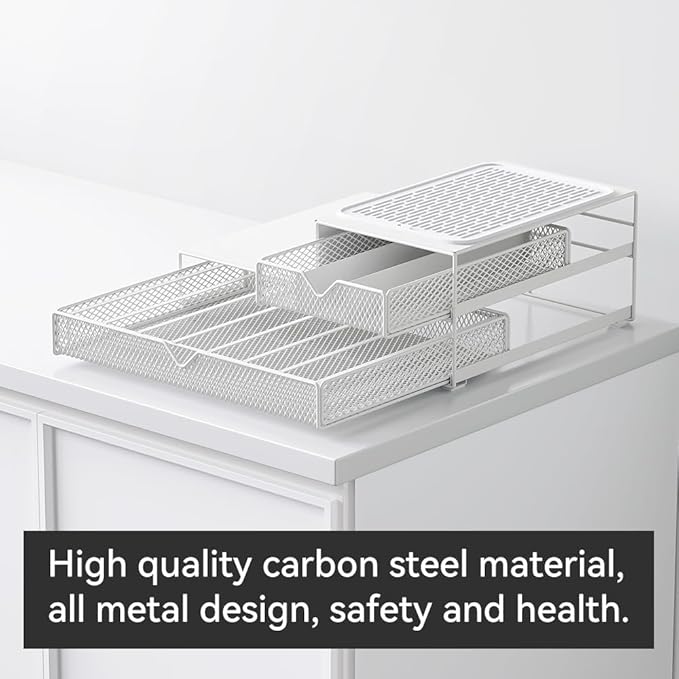 Coffee Maker Countertop Organizer,K Cup Pod Drawers,60 Coffee Capsule Pod Holder,Integrated Design Requires No Assembly.Slidng Storage Pod Baskets,Pod Stands,Silicone Drink Coasters