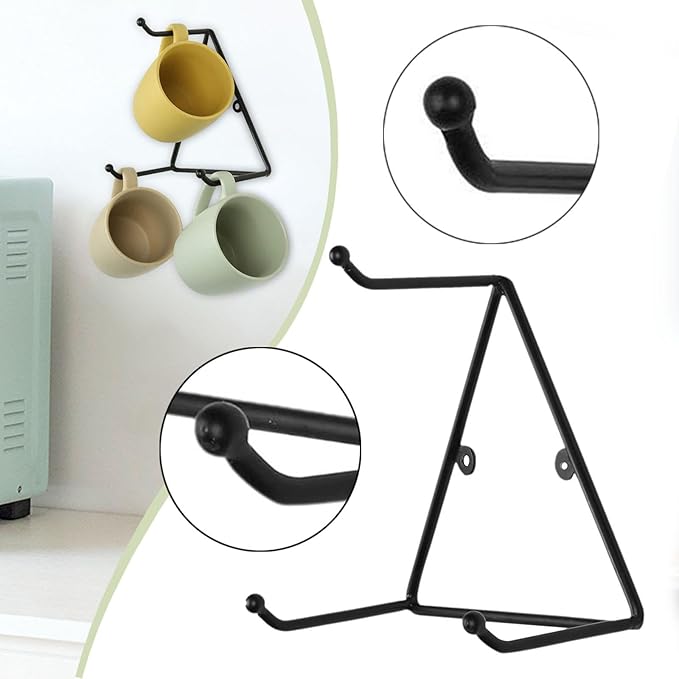 Fenteer Wall Mounted Coffee Cup Holder Storage Rack Decoration Organizer Stand Portable Modern Mug Holder Storage Shelf for Apartment