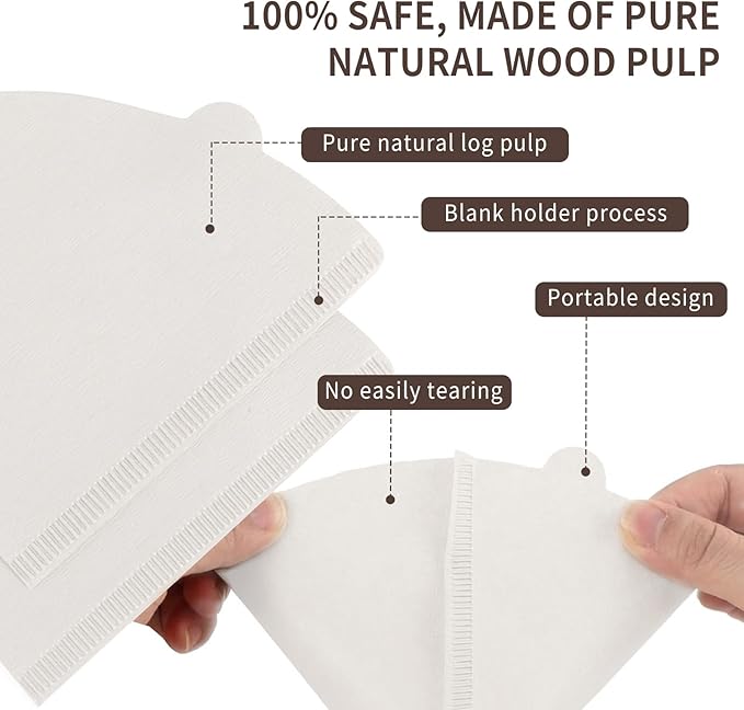V60 Coffee Filters, 300 Count Size 02 Pour Over Coffee Filter, 1-4 Cups Disposable Cone Paper Coffee Filters 2， Compatible with Conical Shaped Dripper and Drip Coffee Maker (White)