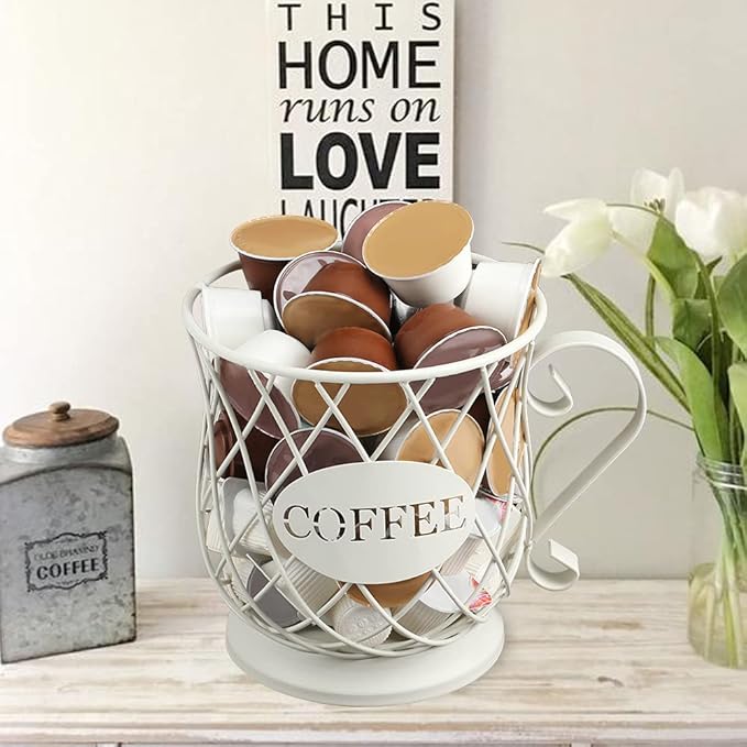 TreeLen White Medium Coffee Pod Capsule Storage Holder for 35 K Cups Capacity K Cup Holder K Cup Organizer