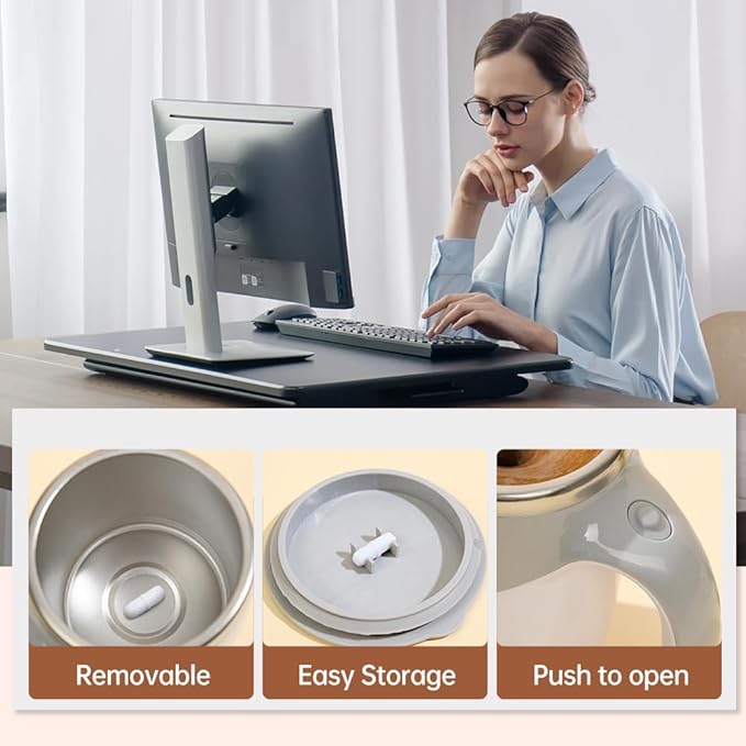 Automatic Magnetic Stirring Coffee Mug, 2026 New Rechargeable Magnetic Sel Mugs with Lid, Stainless Steel Automatic Self Mixing Mug for Milk Tea Cocoa (White)