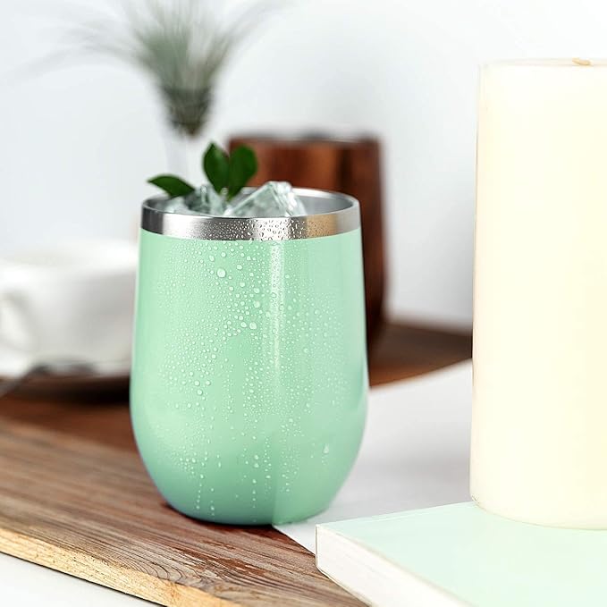 MEWAY 12oz Wine Tumbler 16 Pack Bulk Gifts for Women,Double Wall Vacuum Stainless Steel Travel Mug with Lid,Insulated Stemless Wine Cup Glass for Coffee,Cocktails,Drinks(Purple,Set of 16)